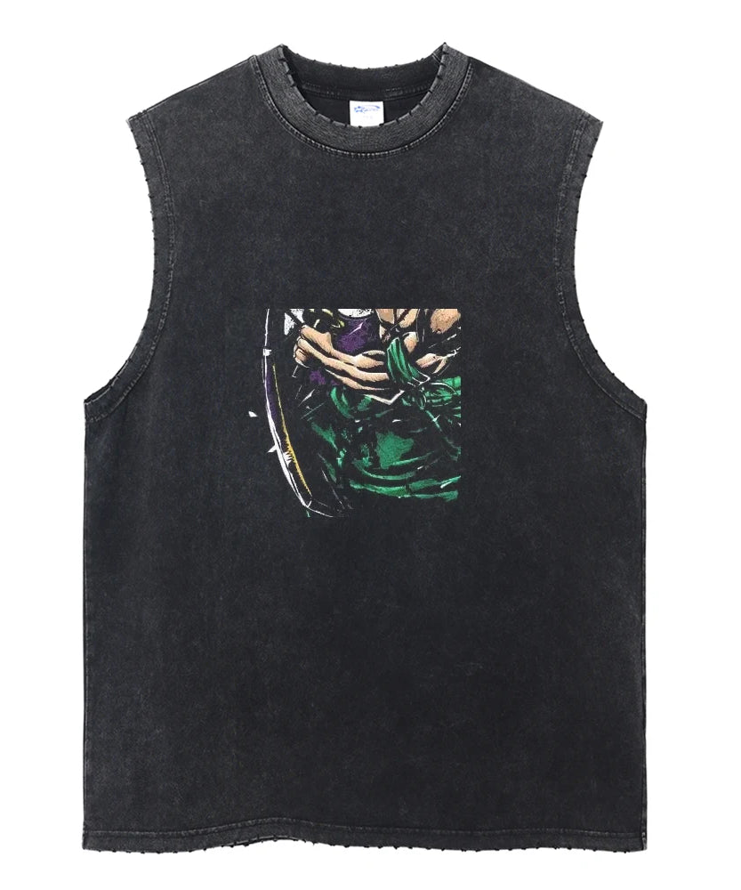 Men's Gym Tank Tops Attack on Titan Summer Y2k Washed Vintage Print Vest Women's Casual Sleeveless Shirts Anime-related Clothing