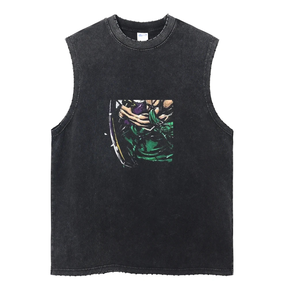 Men's Gym Tank Tops Attack on Titan Summer Y2k Washed Vintage Print Vest Women's Casual Sleeveless Shirts Anime-related Clothing