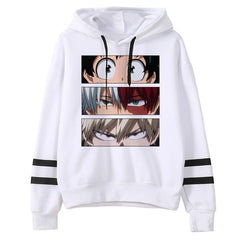 My Hero Academia Deku Bakugo Todoroki Striped Sleeve Hoodie Harajuku Streetwear