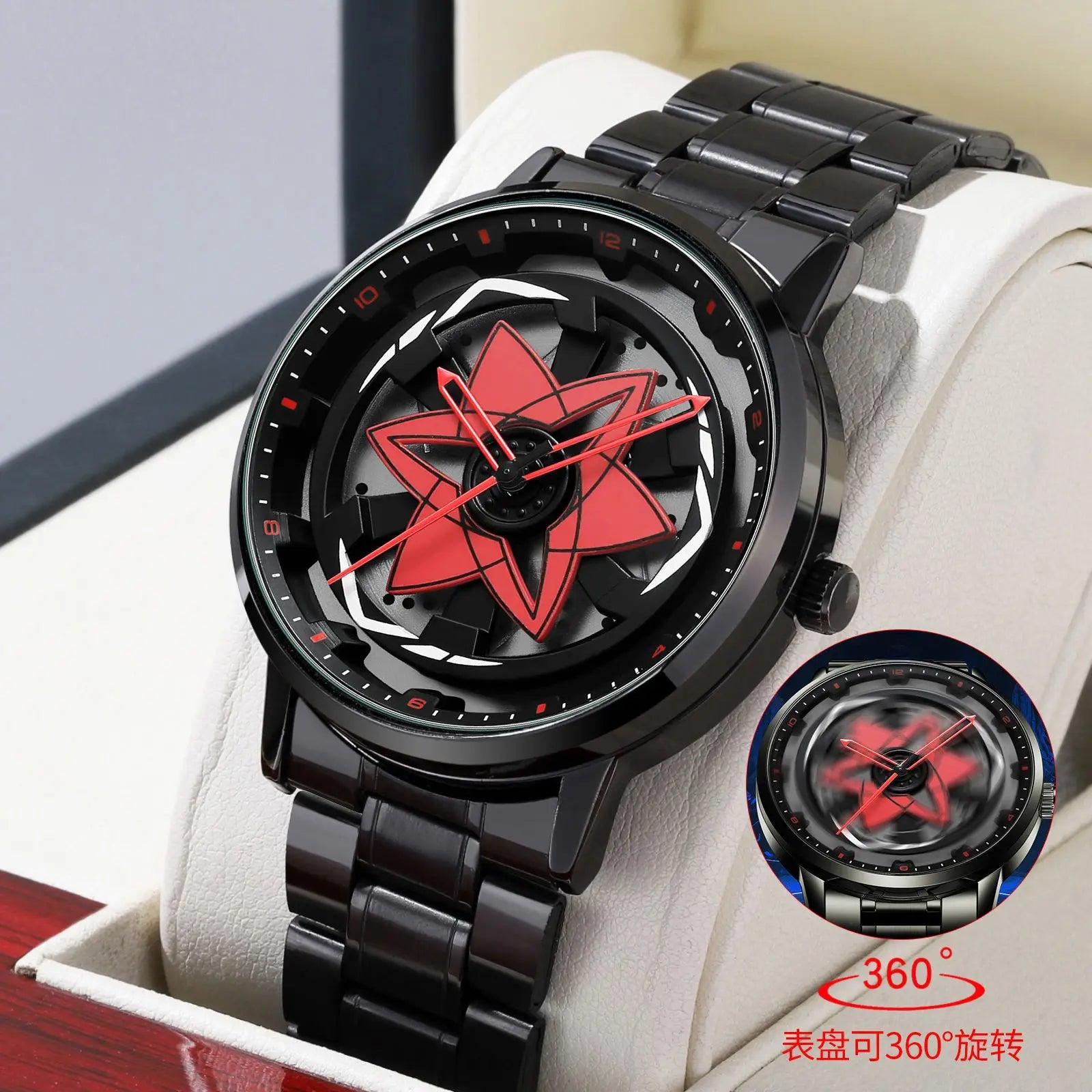 Naruto Anime - Sharingan Rotary Dial Watch – 3D Anime Quartz Waterproof Men’s Luxury Watch