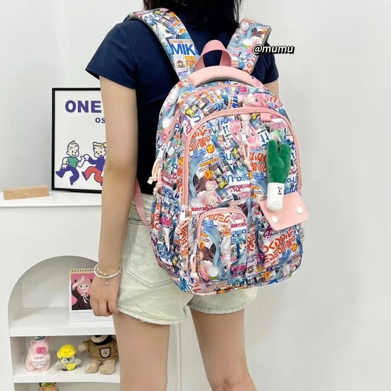 Hatsune Miku New Bag Junior High Student Large Capacity High School Student Girls Middle School Backpack Holiday Gift