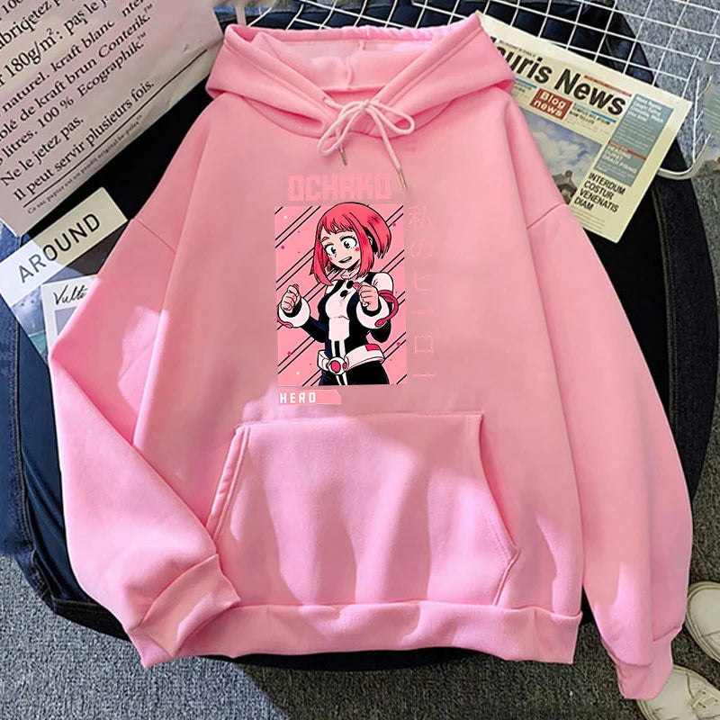 New Fashion Autumn Winter Sweatshirts Anime Ochaco Uraraka Printing Hoodies Fashion Women Men Streetwear Long Sleeve Pullover