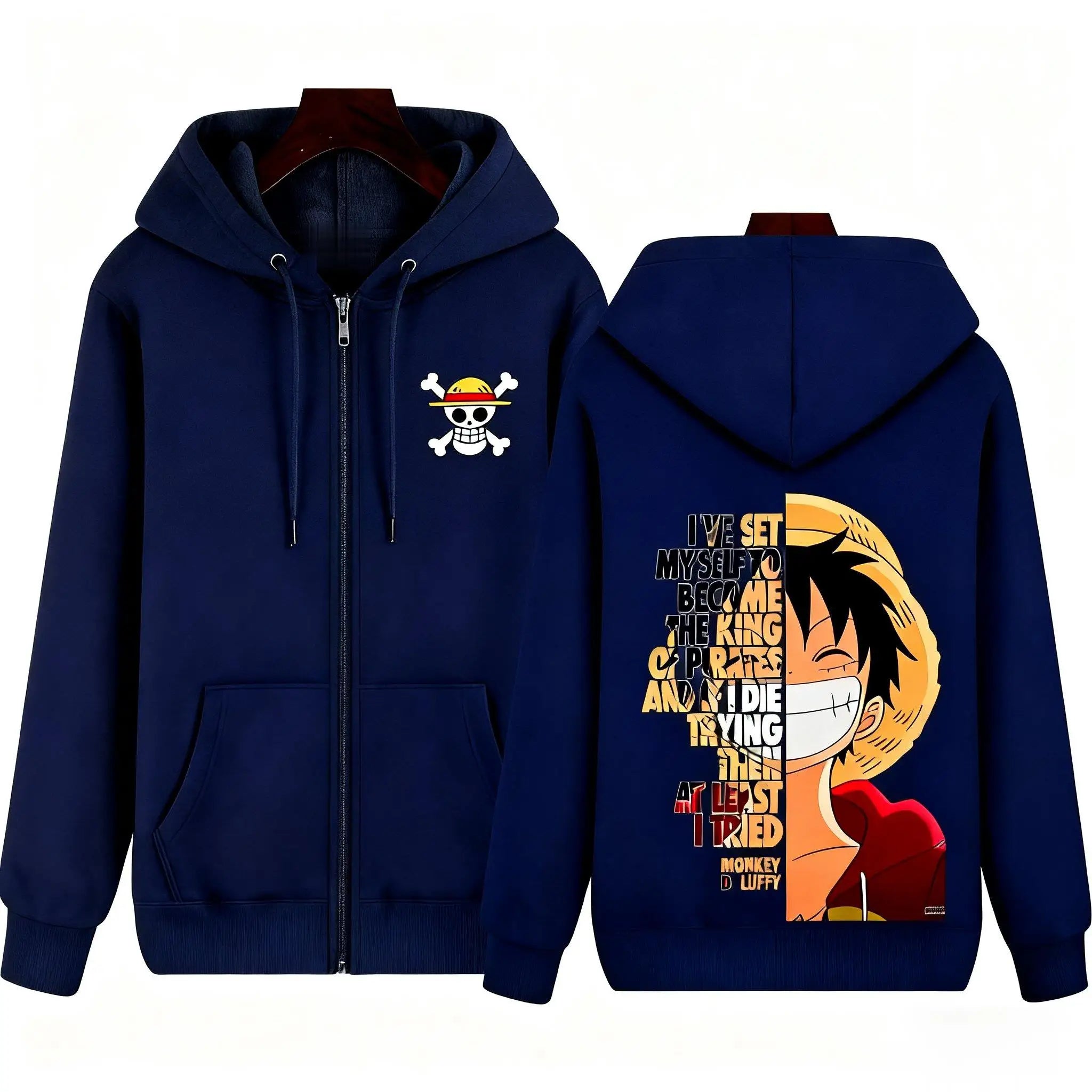 One Piece Monkey D Luffy Graphic Print Hoodie Zip Up Jacket Men Women Anime Streetwear Casual Pullover Long Sleeve Autumn Winter