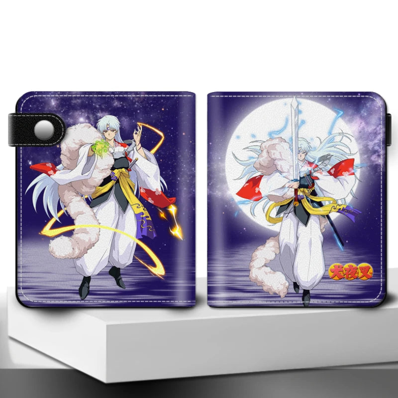 Anime Sesshoumaru Button Wallet Inuyasha Coin Card Men Purse
