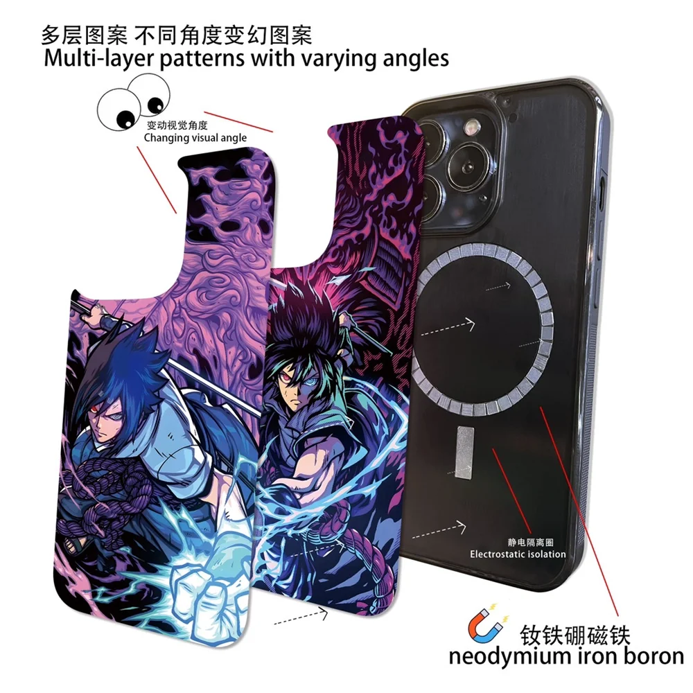 Anime Sasuke Itachi 3D Multi layer patterns Case For iPhone 16 15 14 13 12 Pro Max 11 Magnetic For Magsafe Wireless Charge Cover