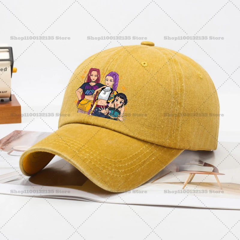 Kpop Demon Hunteres Baseball Cap for Girls Boys Summer Adjustable Sun Hat Anime Cute Retro Sunbonnet Adult Women Headgear Gift