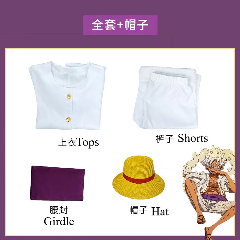 Monkey D Luffy Anime Cosplay Costume Nika Luffy Fifth Gear Helios Nica Wano Role Play Country Uniform Hat Halloween Party