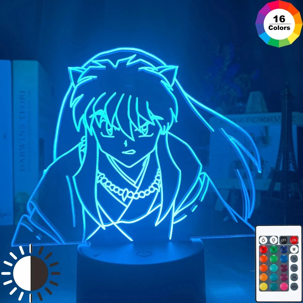 3D Led Nightlight Anime Inuyasha for Child Bedroom Decor Lighting Birthday Gift