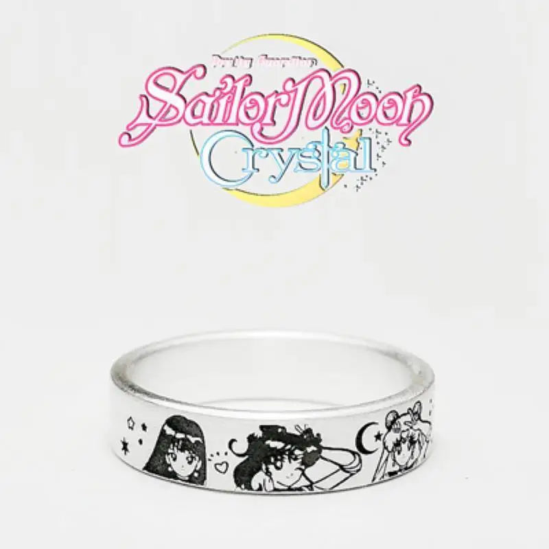 Sailor Moon Action anime cartoon peripheral silver ring Kawaii Moon Hare Shui Bingyue decoration cute girl heart girlfriend gift