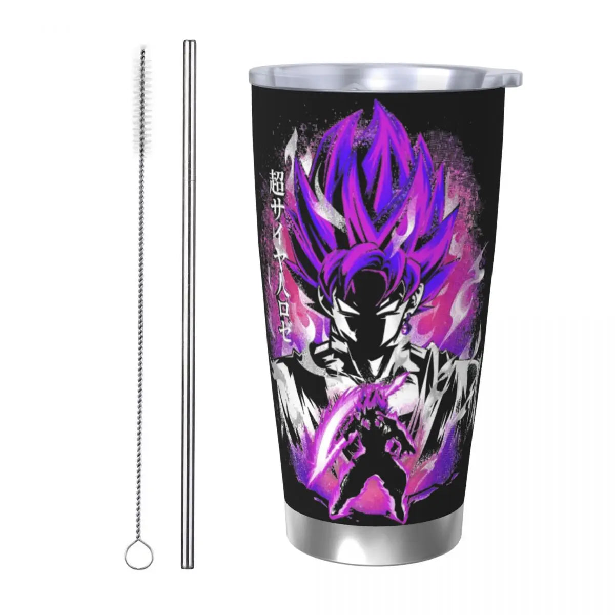 Son Goku & Vegeta DBZ Stainless Steel Tumbler – Double Wall Hot & Cold Cup with Straw