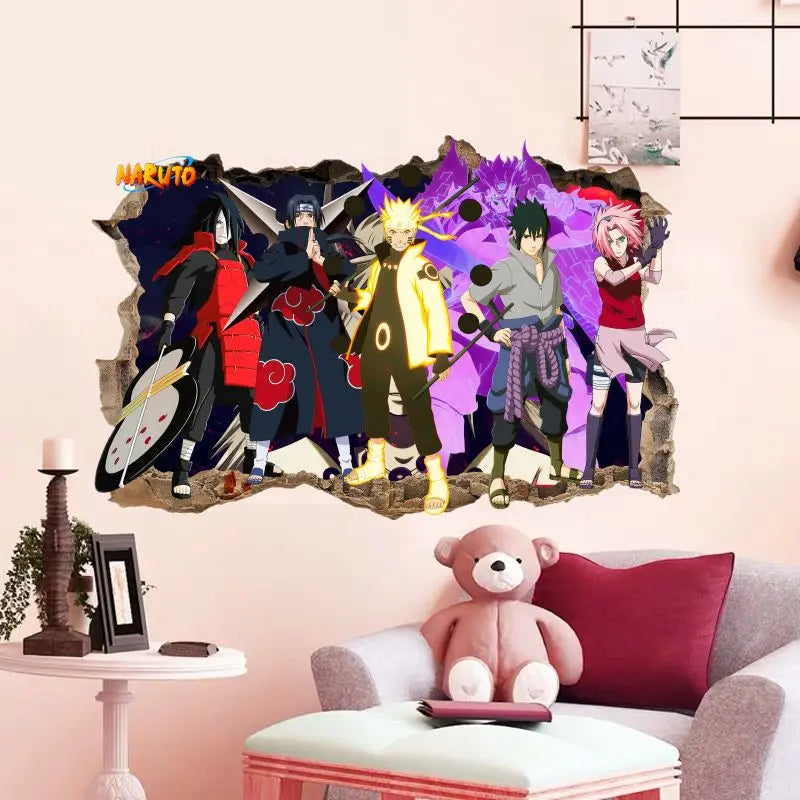 Naruto 3D Stereoscopic Wall Sticker Personality Naruto Student Dormitory Poster Wallpaper Self Adhesive Interior Decoration