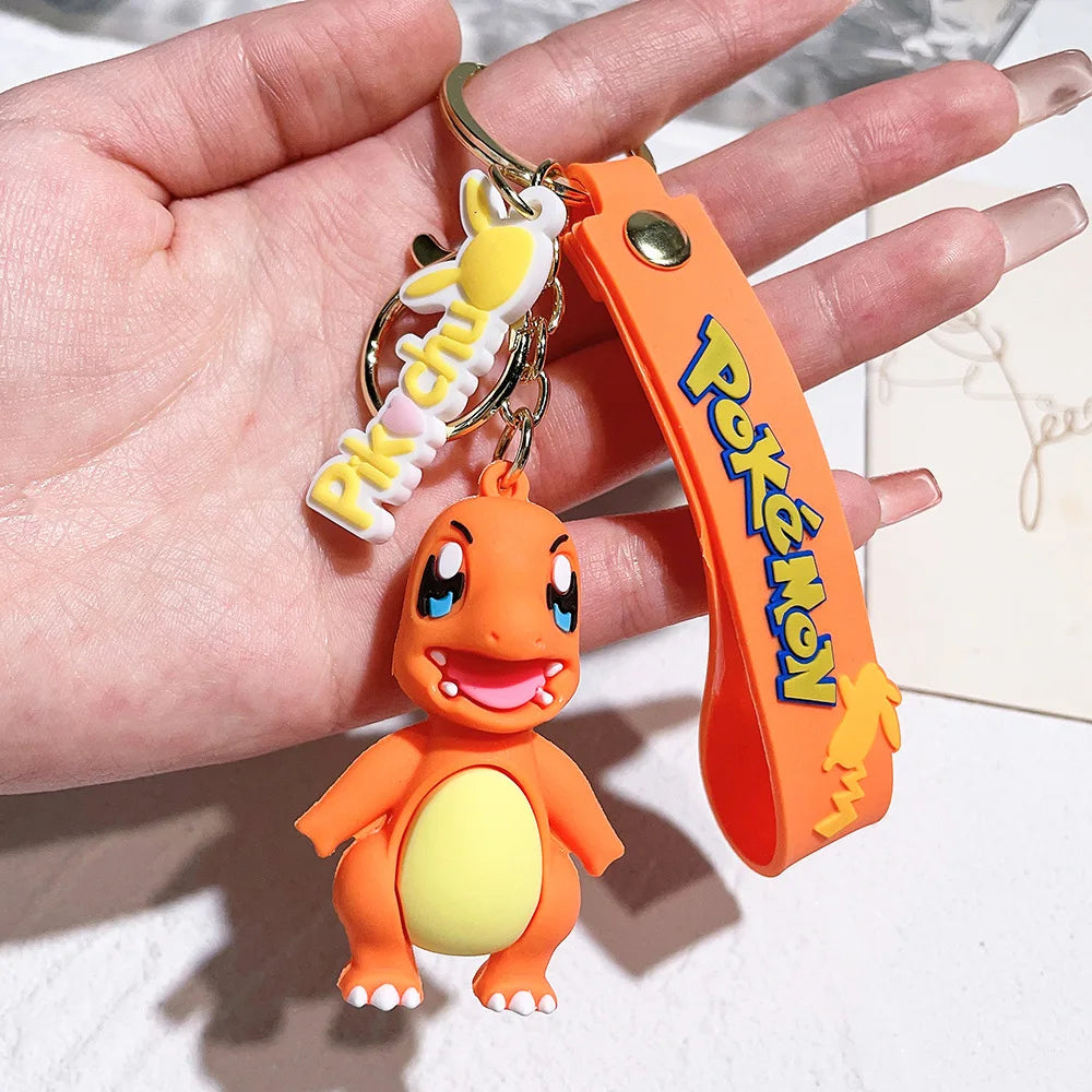 Pocket Monster Pikachu Anime PVC Doll Keychain Pendant Bag Accessories Action Toy Doll Psyduck Charizard Children's Gift