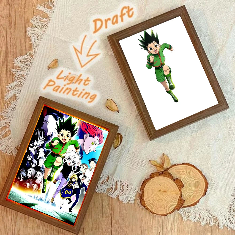 Anime Figure Light Painting Picture Frame Hunter×Hunter Killua Chrollo Led Night Light Moon Lamp Bedroom Home Decor Friends Gift