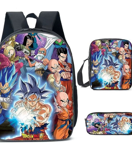 Dragon Ball Anime Goku Vegeta Frieza Large Capacity Cool Student School Bag Lunch Bag Pencil Bag Three-piece Set Gift