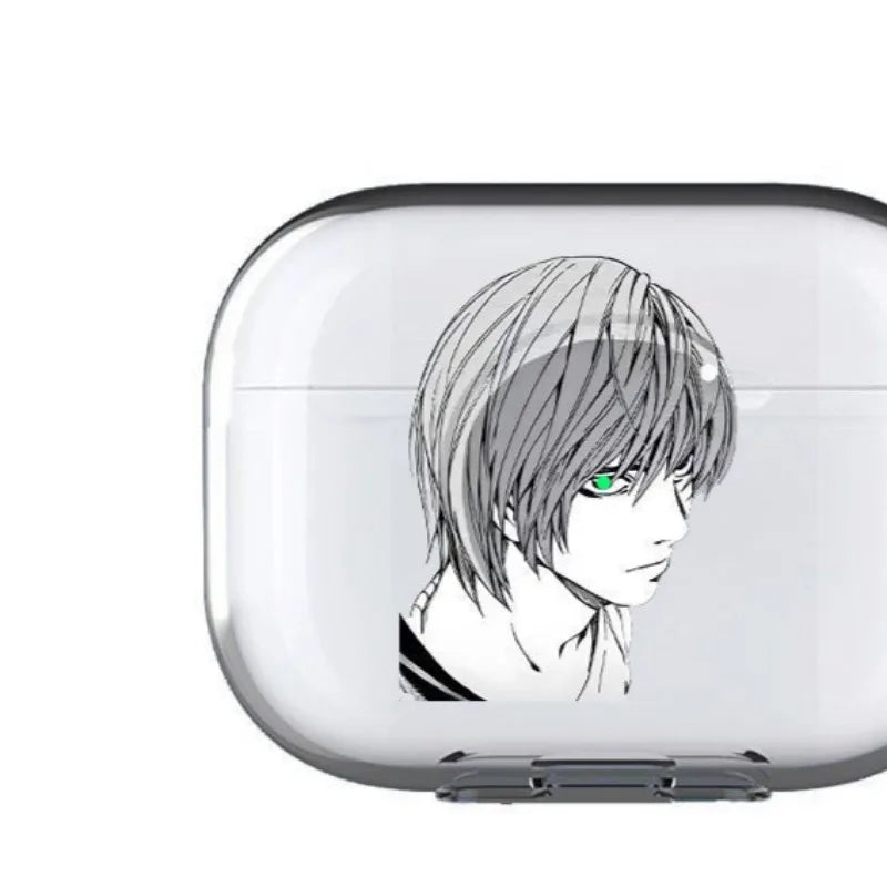 DEATH NOTE Yagami Light Earphone Case for Airpods 1 2 3 Pro Case Anime Transparent Wirless Bluetooth Headphone Cover for Pro2