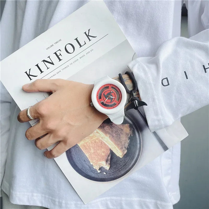 Naruto Sasuke Watch Men Anime Sharingan Fashion Simple Casual Watch Student Mechanical Sports Wristwatch Plastic Watch Band Gift