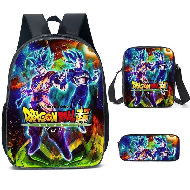 Dragon Ball Anime Goku Vegeta Frieza Large Capacity Cool Student School Bag Lunch Bag Pencil Bag Three-piece Set Gift