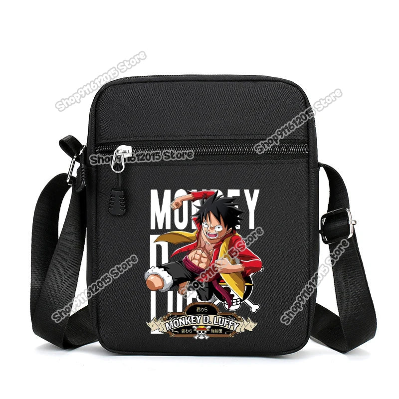 One Piece Men Shoulder Bag Anime Luffy Zoro Boy Oxford Cloth Crossbody Zipper Messenger Bags Outdoor Travel Small Phone Pouch