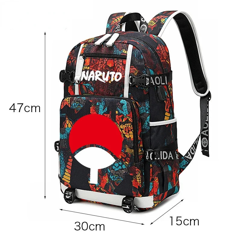 Naruto Sasuke Children Backpack School Bags Waterproof for Boy Girls Anime Luminous Kids SchoolBag USB Charging Book Bag