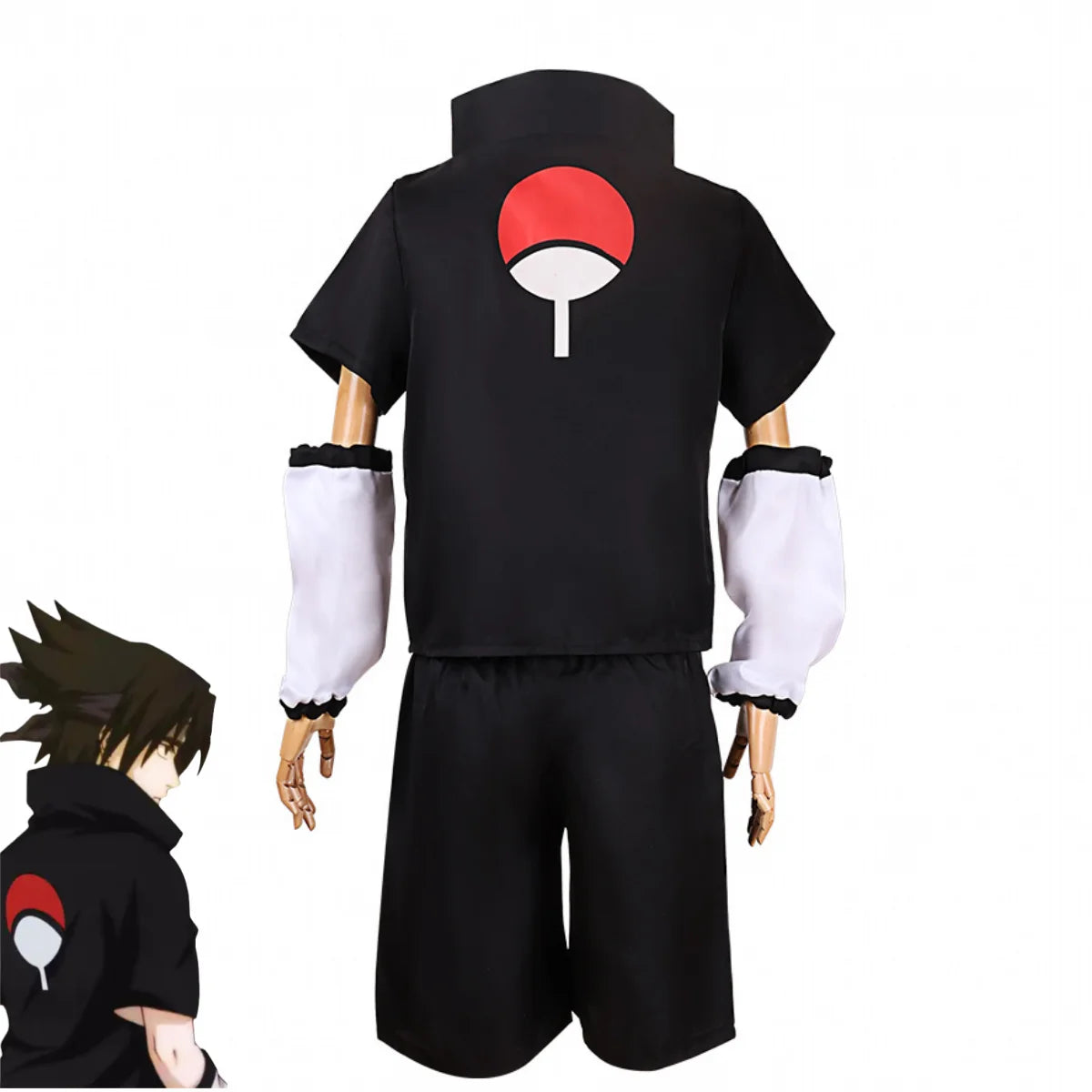 Anime Uchiha Sasuke 2nd Generation Cosplay Costume Summer Black Short Sleeve T-shirt Wig Adult Man Woman Christmas Party Suit