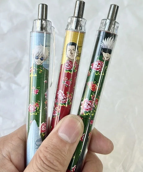 Hot Sales 3 PCS Jujutsu Kaisen Satoru Gojo Fushiguro Megumi Gel Pen Signature Pen Anime Peripheral Student Ballpoint Pen 0.5