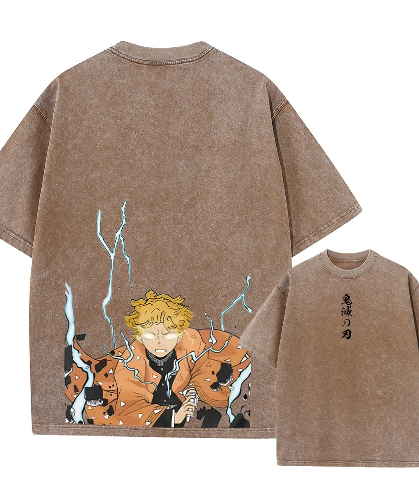 Vintage Demon Slayer Harajuku Tee – Oversized Anime Streetwear Unisex T-Shirt