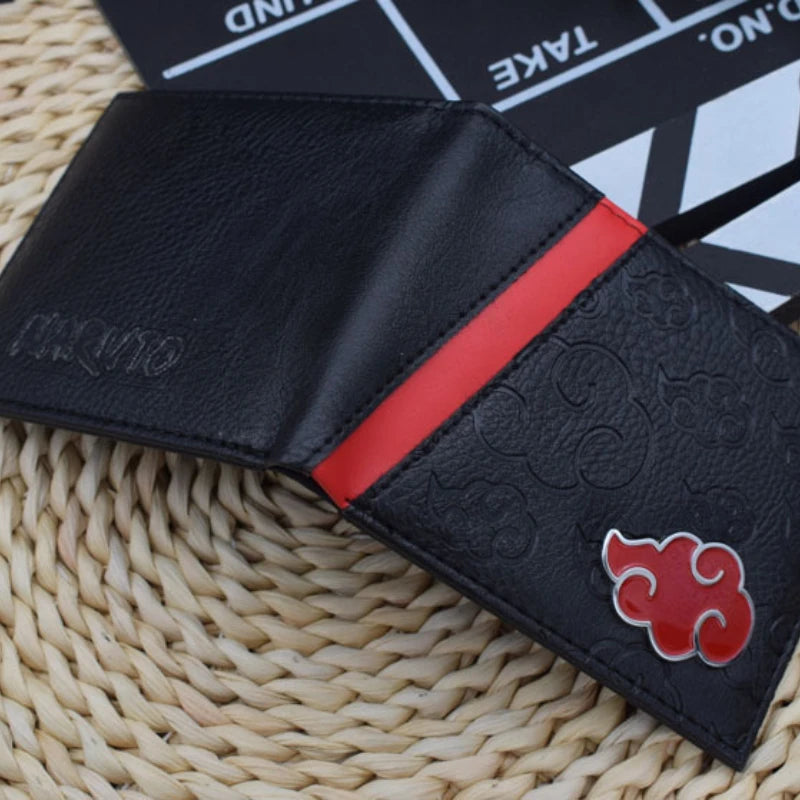 Naruto Sasuke Akatsuki organization red cloud wallet pu men's wallet card holder passport cover luxury birthday gift