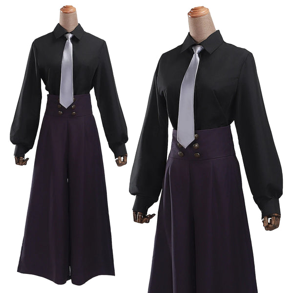 Anime Jujutsu Kaisen Mei Mei Cosplay Costume – Black Shirt, Purple Pants & Tie Set