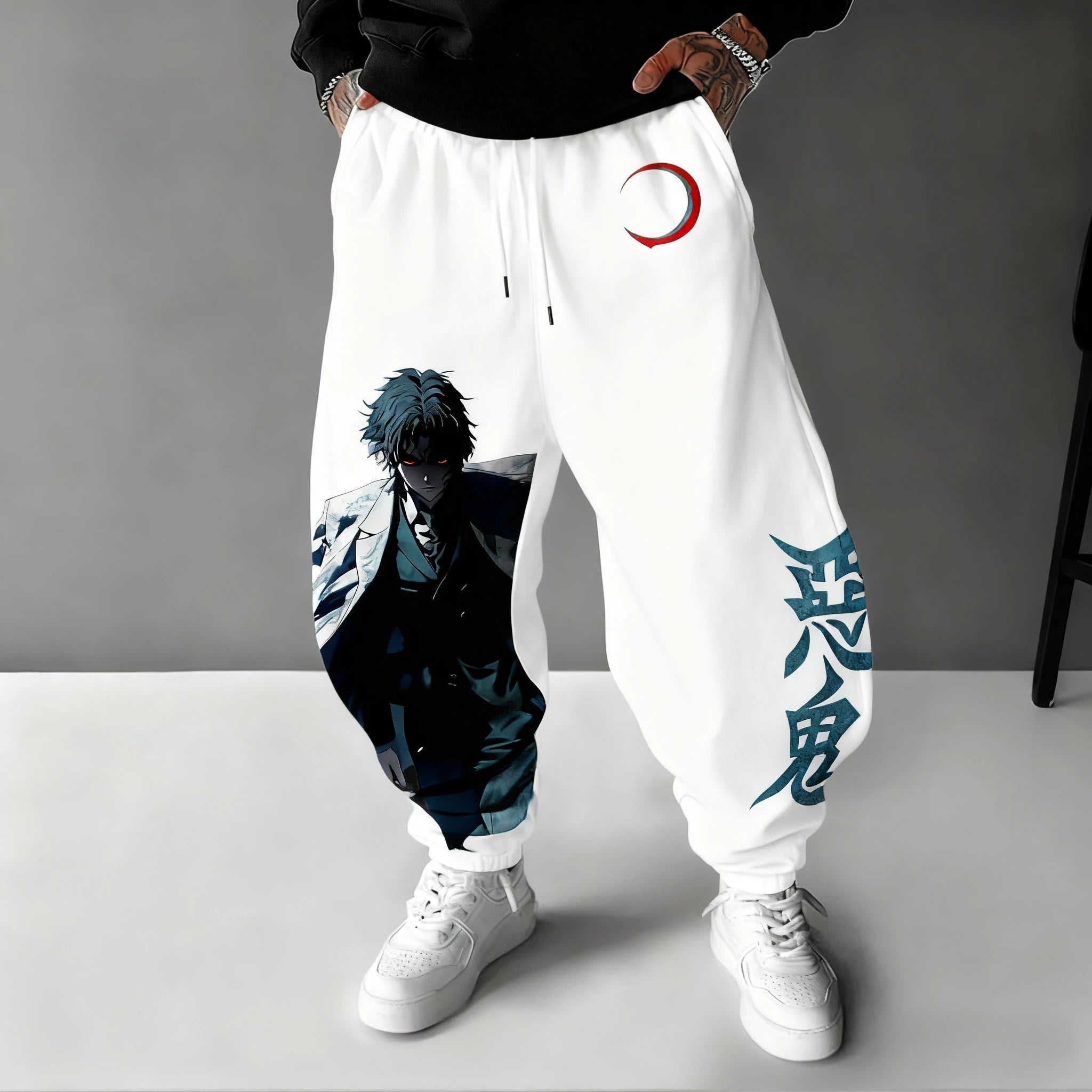 Demon Slayer Versatile Sweetpants Men's Autumn/Winter New Kibutsuji Muzan Anime Printed American Hip Hop Casual Loose Pants