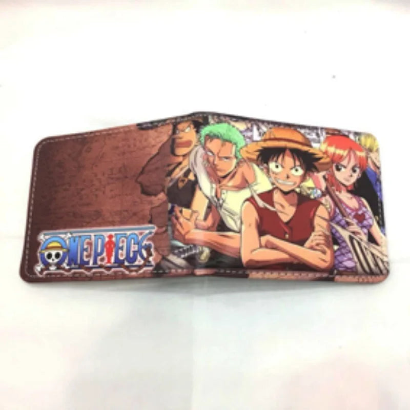 One Piece Anime PU Wallet Zoro Luffy Ace Character Wallet Foldable Portable Multi-Function Card Holder Coin Purse Birthday Gift