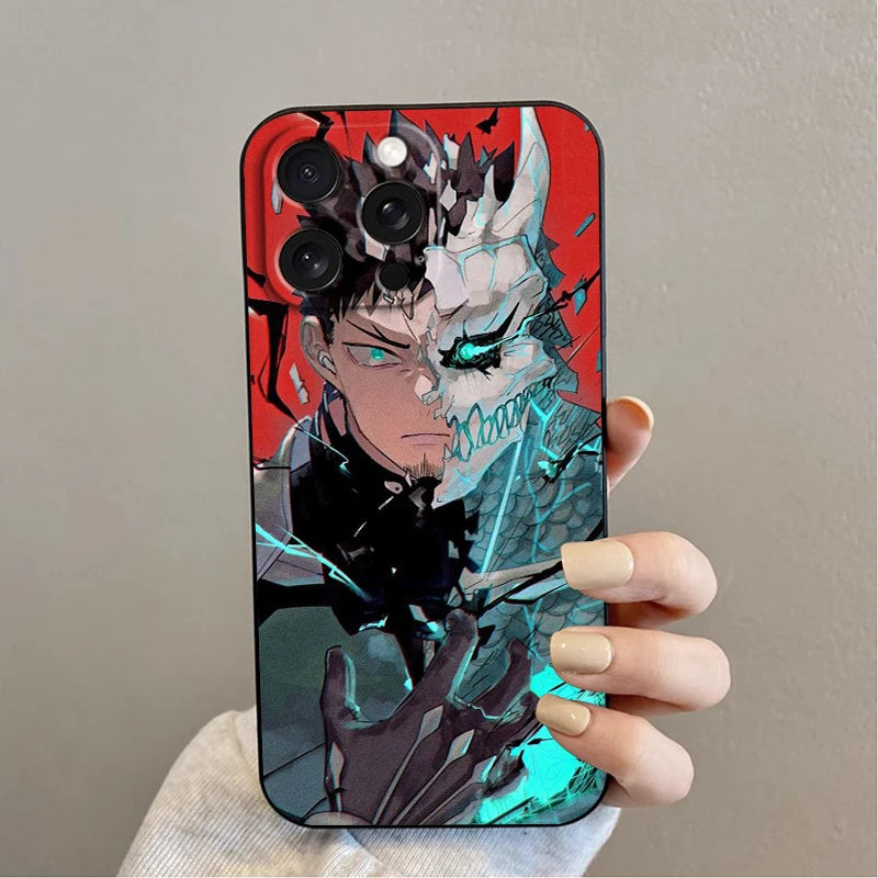 Anime K-Kaiju No. 8 Cool For iPhone 15 14 13 12 11 XS XR X 8 7 SE Pro Max Plus Mini Black Soft Phone Case