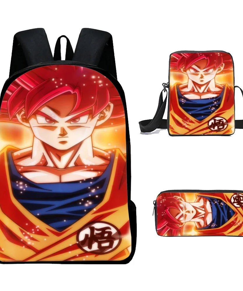 Dragon Ball Anime Goku Vegeta Frieza Large Capacity Cool Student School Bag Lunch Bag Pencil Bag Three-piece Set Gift