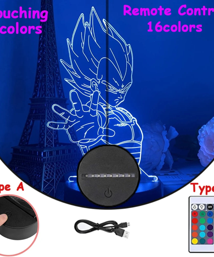 Dragon Ball Z Anime Figures 3D LED Light Childhood Desk Lamp Goku Figure Vegeta Gohan Anime Figures Room Decor Birthday Gift