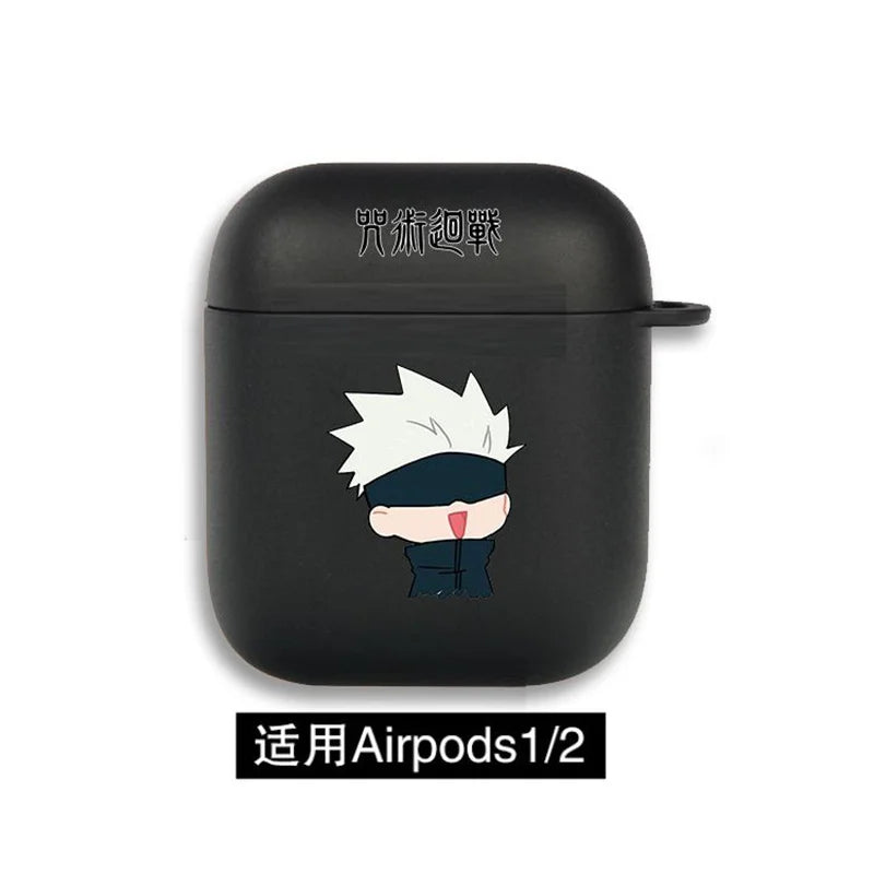Anime Jujutsu Kaisen Case for Airpods 3 2 1 Pro Silicone Bluetooth Headphone Cover Gojo Satoru Air Pod Earphone Box Black Coque