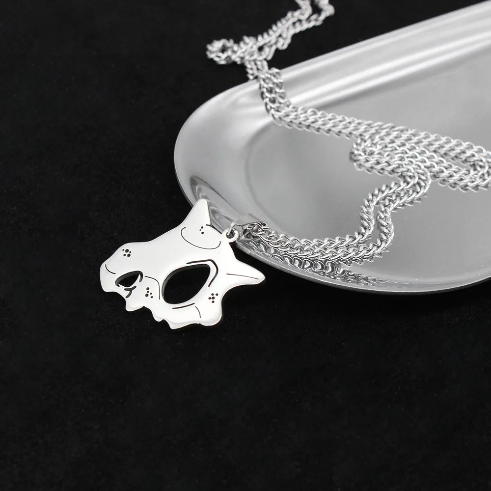 Anime Pokemon Cubone Mask Necklace Dinosaur Pendant Caracalla Necklaces Stainless Steel Design Kawaii Jewelry Gift
