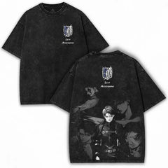 Attack on Titan Rival Ackerman Vintage Washed Oversized T-Shirt – Harajuku Cotton Tee