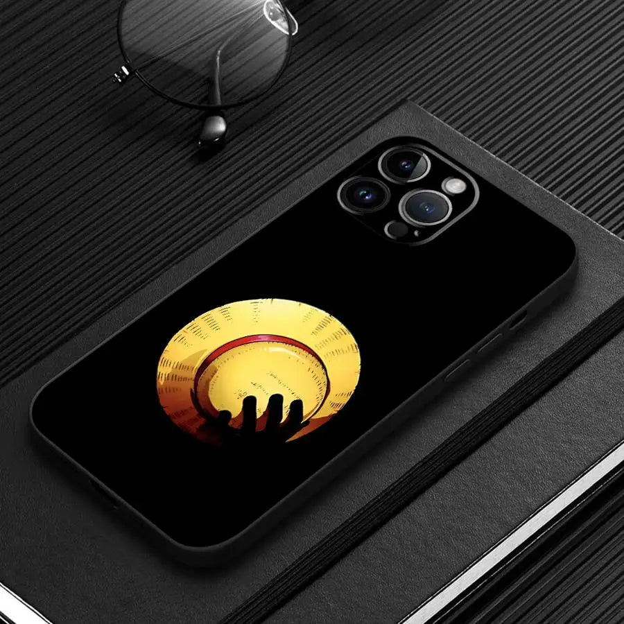 Case for iPhone 15 16 14 Plus 13 12 11 17 Pro Max 7 8 XR 17Air XS Max Black Soft Phone Cover Luffy One-PieceS