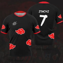 Naruto Akatsuki Itachi Graphic Soccer Jersey Quick Dry Anime Sport T-Shirt