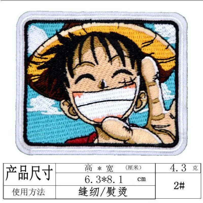 One Piece Luffy Animation Character Embroidery Ironing Cloth Sticker Fashion Clothes DIY Hole Patch Cloth Sticker