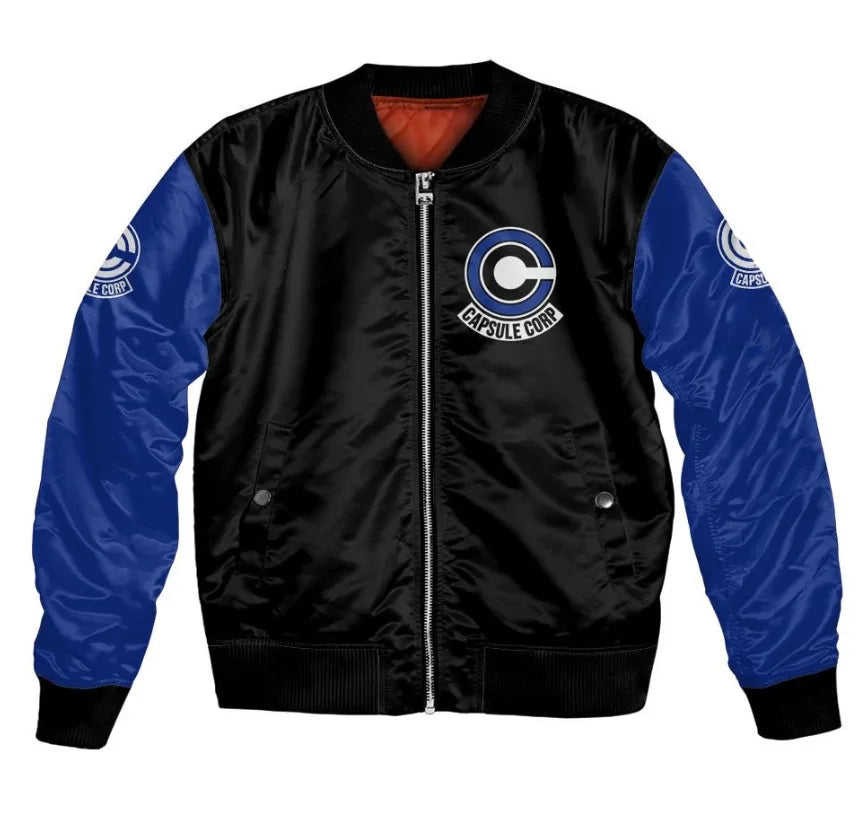 Plus Size Anime Bomber Jacket for Men - One Piece Naruto Dragon Ball Themed Military Aviator Coat, Cosplay Winter Outerwear Gift