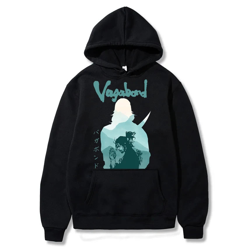 Manga 90s VAGABOND Miyamoto Musashi Print Man Hoodies Acg Fans Streetwear Hipster Otaku Clothing Casual Girl Sweatshirts