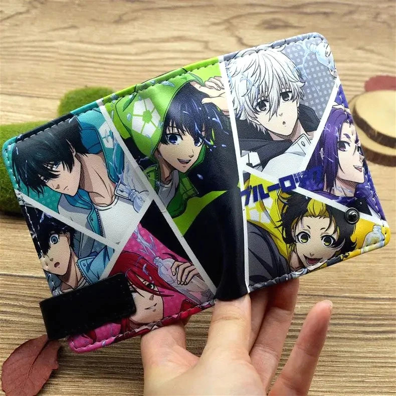 Anime Blue Lock Short Fold Over Wallet PU Leather Purse Nagi Seishiro Mikage Reo Isagi Yoichi