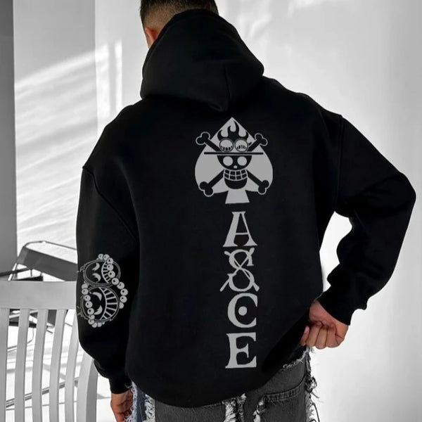 One Piece Print Hoodie — Oversized Cotton Sweatshirt