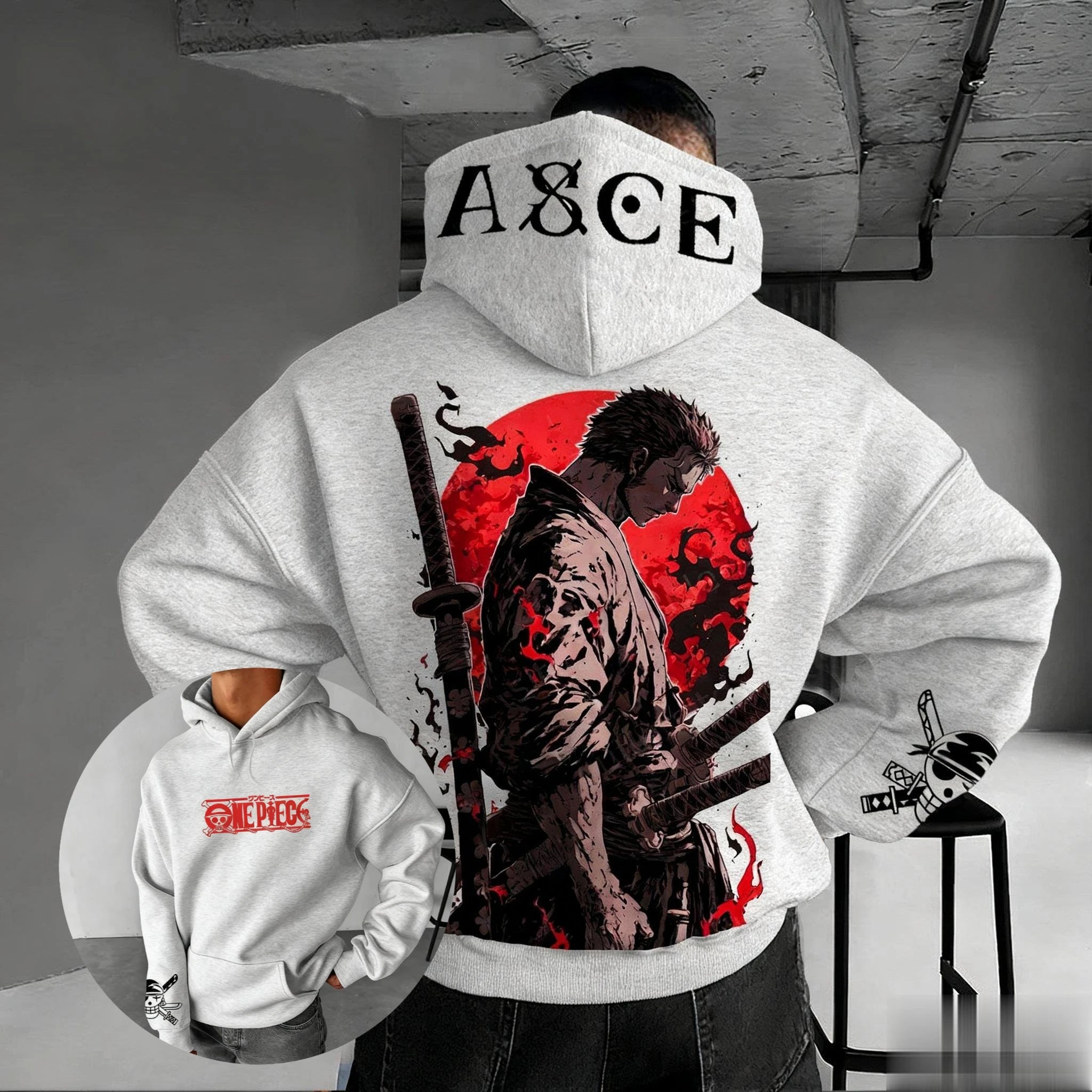 Anime One Piece Zoro Print Hoodie Men Women New Spring Autumn Casual Streetwear Cosplay Jacket Pullover Sweatshirt Fashion Tops