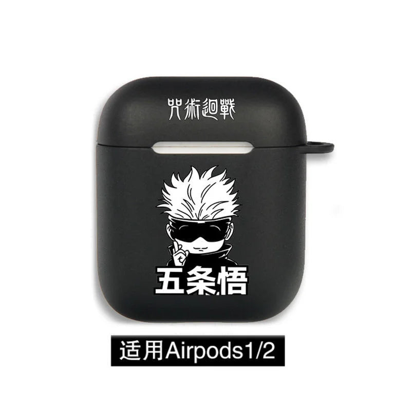 Anime Jujutsu Kaisen Case for Airpods 3 2 1 Pro Silicone Bluetooth Headphone Cover Gojo Satoru Air Pod Earphone Box Black Coque