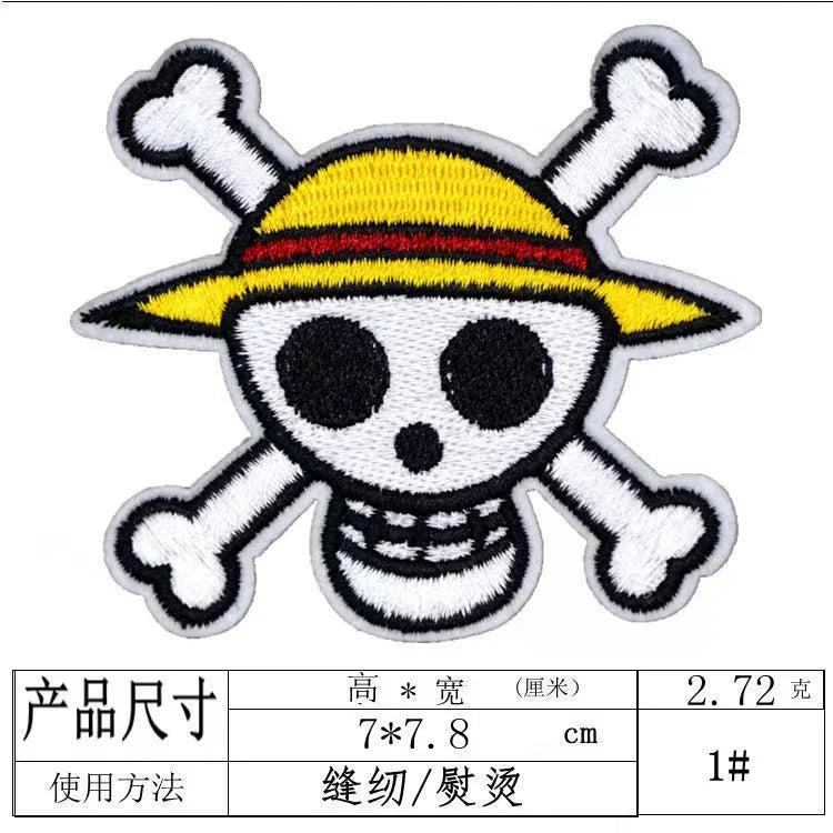 One Piece Luffy Animation Character Embroidery Ironing Cloth Sticker Fashion Clothes DIY Hole Patch Cloth Sticker