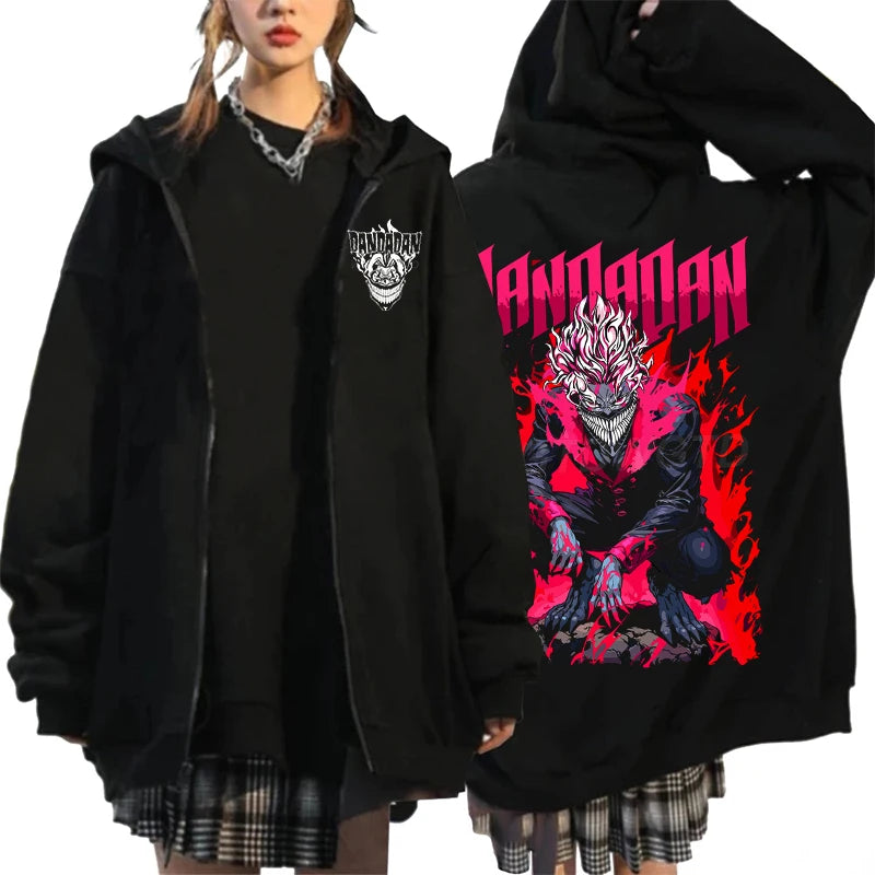 Anime Dandadan Ken Takakura Graphic Print Hooded Men women Zip Up Hoodies Oversized Sweatshirts Harajuku Male Zipper Jacket