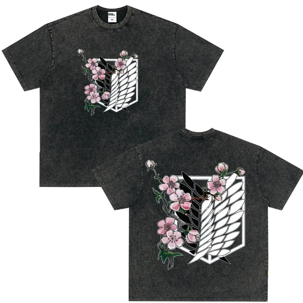 Summer Wears Anime Anime Attack on Titan Classic Cotton T-shirts New Style Washed T-shirt Fashion Streetwears Men