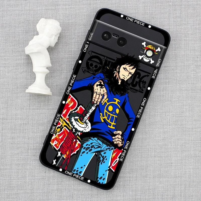 One Piece Luffy Art For Google Pixel 9 8 7A 7 6A 6 5A 5 4 4A XL 5G Black Silicon Shockproof Shell Cover Phone Case