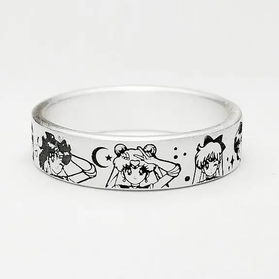 Sailor Moon Action anime cartoon peripheral silver ring Kawaii Moon Hare Shui Bingyue decoration cute girl heart girlfriend gift